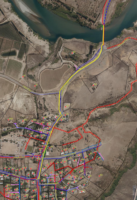 Map of the location of the proposed pipe